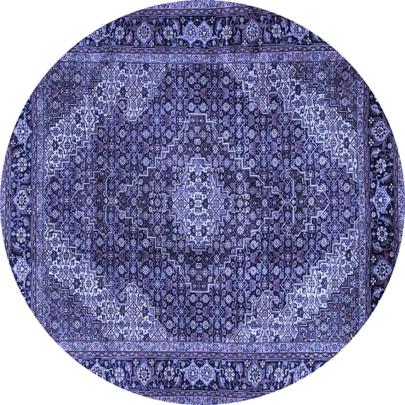 Ahgly Company Machine Washable Indoor Round Persian Blue Traditional Area Rugs, 3' Round