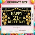 thumbnail image 2 of Golden Glitter Happy 21st Birthday Banner Black Background 21st Birthday Display Gold Balloons Cake Pattern Birthday Celebration Backdrop for 21st Birthday Party Adult Celebration Indoor Decoration, 2 of 3