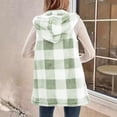 thumbnail image 5 of ZHOUCHANKIDS Womens Fleece Sherpa Vest Winter Sleeveless Fuzzy Fluffy Checkered Plaid Vest Zip Up Jacket with Pockets Light Green S, 5 of 7