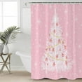Pink Christmas Tree Shower Curtain, Snowflake Xmas Tree Waterproof