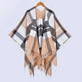 thumbnail image 2 of Miluxas Women's Warm Tassel Shawl Wrap Open Front Poncho Cape Color Block Shawls Winter Cardigan Wrap Plaid Printed Ponchos for Women Beige Free Size, 2 of 3