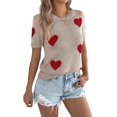 thumbnail image 2 of Short Sleeve Sweater for Women Tops Trendy Spring Summer 2025 Business Casual Outfits Knit Crewneck Shirt Blouses Khaki M, 2 of 7
