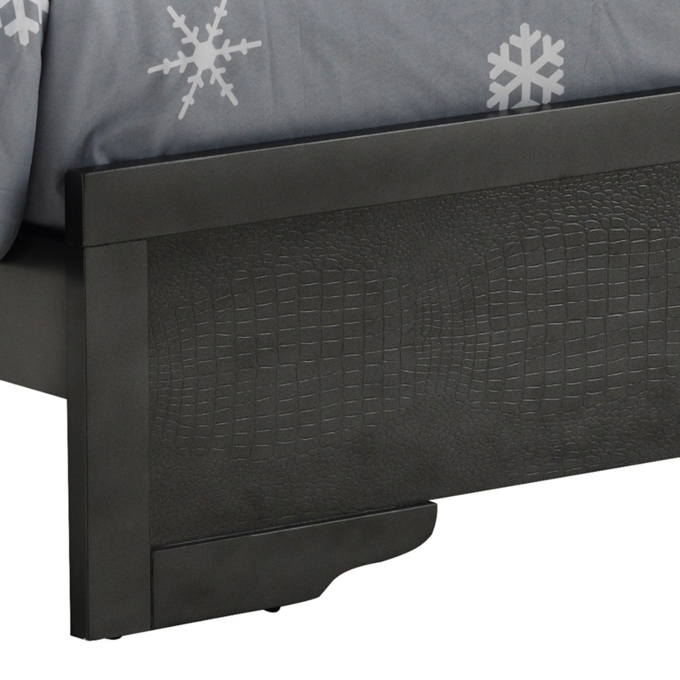 Noble House Metallic Black Queen Bed with LED Headboard