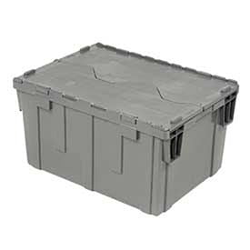 - Gray Distribution Container With Hinged Lid 28-1/8x20-3/4x15-5/8, Lot of 1