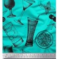 thumbnail image 1 of Soimoi Green Silk Fabric Lemon Slice & Soft Drinks Summer Designs Decor Fabric Printed Yard 42 Inch Wide, 1 of 3