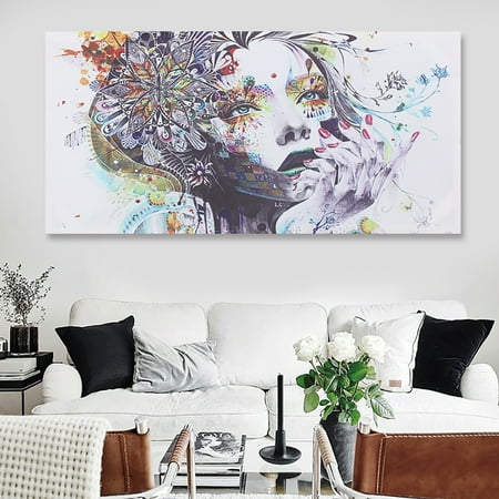 - Asewin Framed Abstract Girl Flower Canvas Print Painting Wall Art Decor Living Room Bedroom Home Decoration