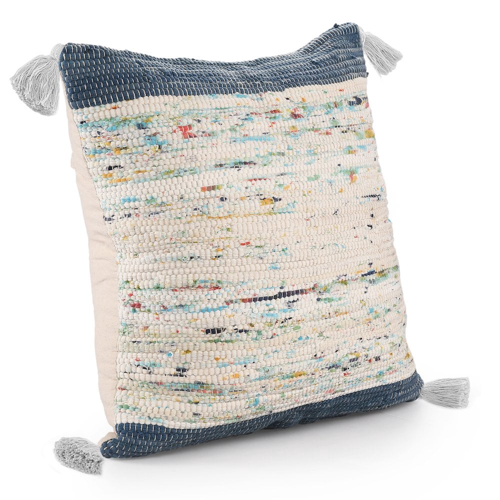 Ox Bay Luma 20" x 20" Navy/Multicolor Striped Cotton Adult Decorative Throw Pillow