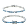 thumbnail image 2 of Round-Cut Lab-Created Turquoise & Moissanite Prong-Setting Tennis Bracelet in 925 Sterling Silver – Elegant and Stylish for Women, 2 of 13