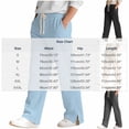 thumbnail image 3 of SAWOBUUN Mens Knitted Jacquard Wide Leg Pants Casual Drawstring Waist Trousers Soft Breathable Lounge Pants, 3 of 9