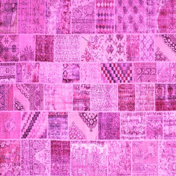 Ahgly Company Indoor Square Patchwork Pink Transitional Area Rugs, 7' Square