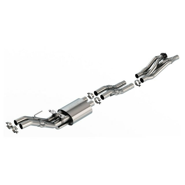 Borla Exhaust System Kit 60737 ATAK Series Cat Back System; T-304 Stainless Steel; With Muffler; 3 Inch Pipe Diameter; Dual Exhaust With Dual Exit; Dual Rear Exit; Without Tips