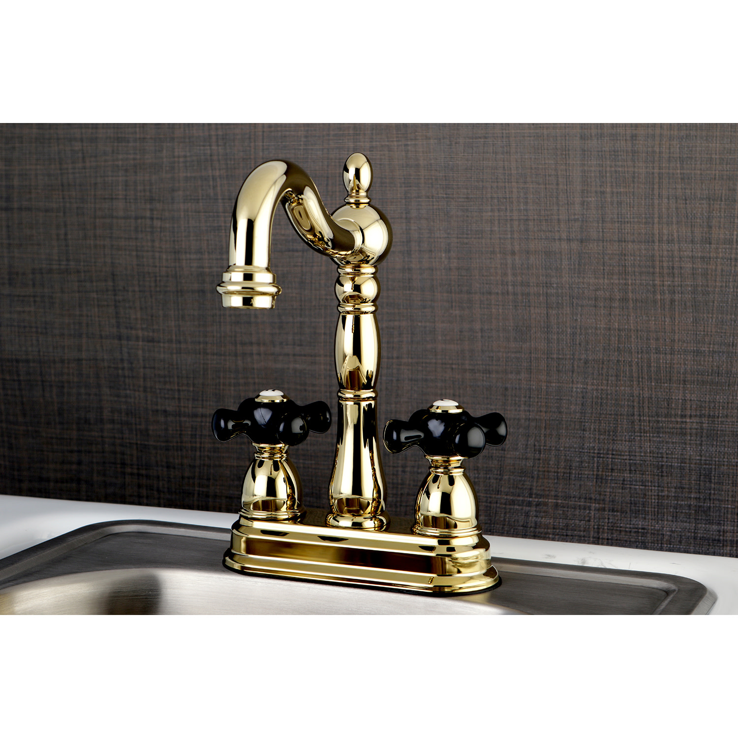 Kingston Brass Governor Two Handle 4" Centerset Standard Mount Lavatory Faucet with Brass Pop-up