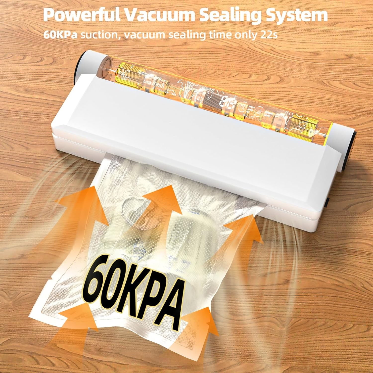 Vacuum Sealer, Food Saver Vacuum Sealer Machine, With 20 Food Preservation Bags One-touch Automatic Vacuum Sealer for Food, Digital Display Vacuum Sealing and Independent Sealing Function