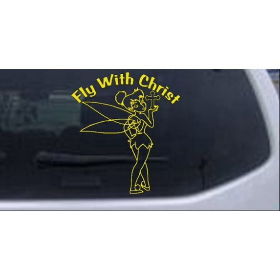 Tinkerbell Fly With Christ Car or Truck Window Decal Sticker