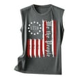 thumbnail image 4 of Usmixi 4th of July Tank Top for Women Independence Day Patriotic Shirts Lightweight Loose Fit Pullover Vest Summer Striped Letter Print Round Neck Sleeveless Fashion Blouses Gray s, 4 of 5
