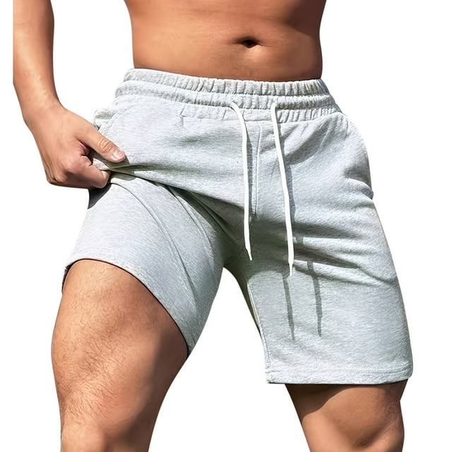 Mgmyaa Men's Running Shorts Solid Elastic Waist Drawstring Summer Beach Vocation Shorts Gym Workout Short Pants