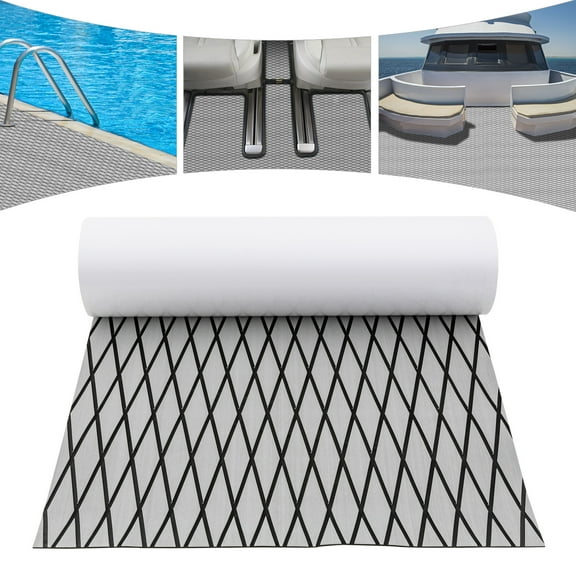 Boat Flooring EVA Foam Decking Sheet Marine Mat Marine Carpet Cooler Tops Seating Non-Slip Self-Adhesive Flooring Material for Motorboat RV Yacht Kayak Swimming Pool 94" x 35"