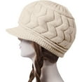 thumbnail image 4 of Soyumi Autumn And Winter Hats cozy Casual Plain Cuff Toboggan Cap Flat winter hats for women Newsboy Hats Cabbie Driving Hat Fashion Crochet hats Visor Beret Hats Trendy Unisex Cable Knit, Beige, 4 of 4