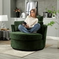 thumbnail image 5 of KINFFICT Chenille Swivel Barrel Chair Accent Chair, Oversized Comfy Armchair with Pillows, Modern Leisure Sofa Chair for Living Room Bedroom, Green, 5 of 8