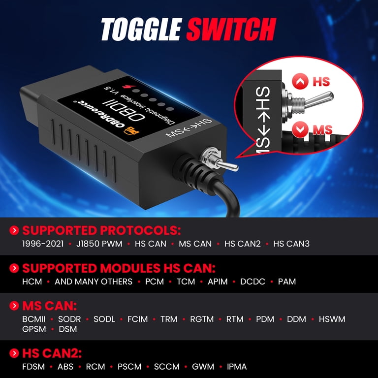 JDIAG FORScan OBD2 USB Adapter for Windows, Car Diagnostic Coding