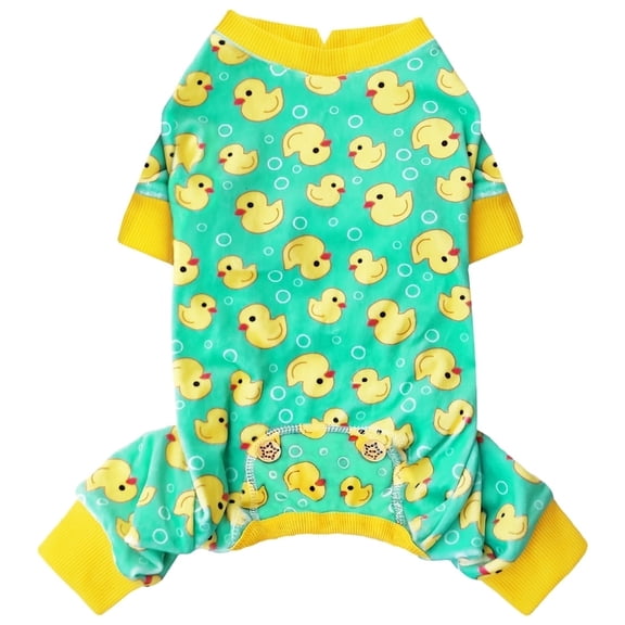 KYEESE Dog Pajamas, Yellow Ducks Pattern Dog Pjs, Dog Pajamas for Small Dogs, M