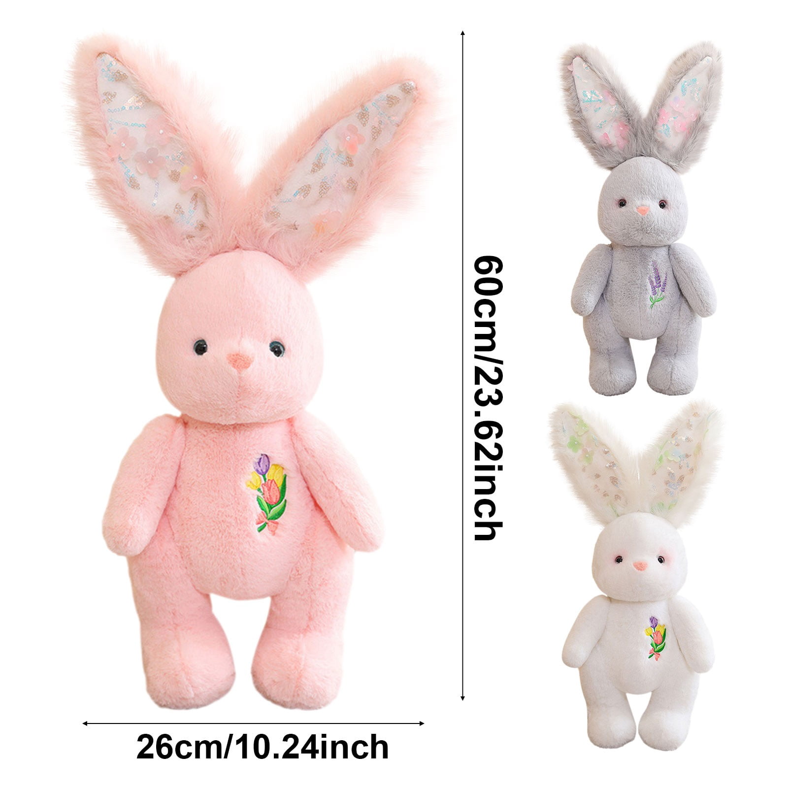 RUIG Rabbit Plush Toy, 23.6 inchs Easter Stuffed Animal Bunny Plush Animal Doll, Plush Rabbit Toy Bunnys Stuffed Animals for Girls Easter Animals on Party Birt
