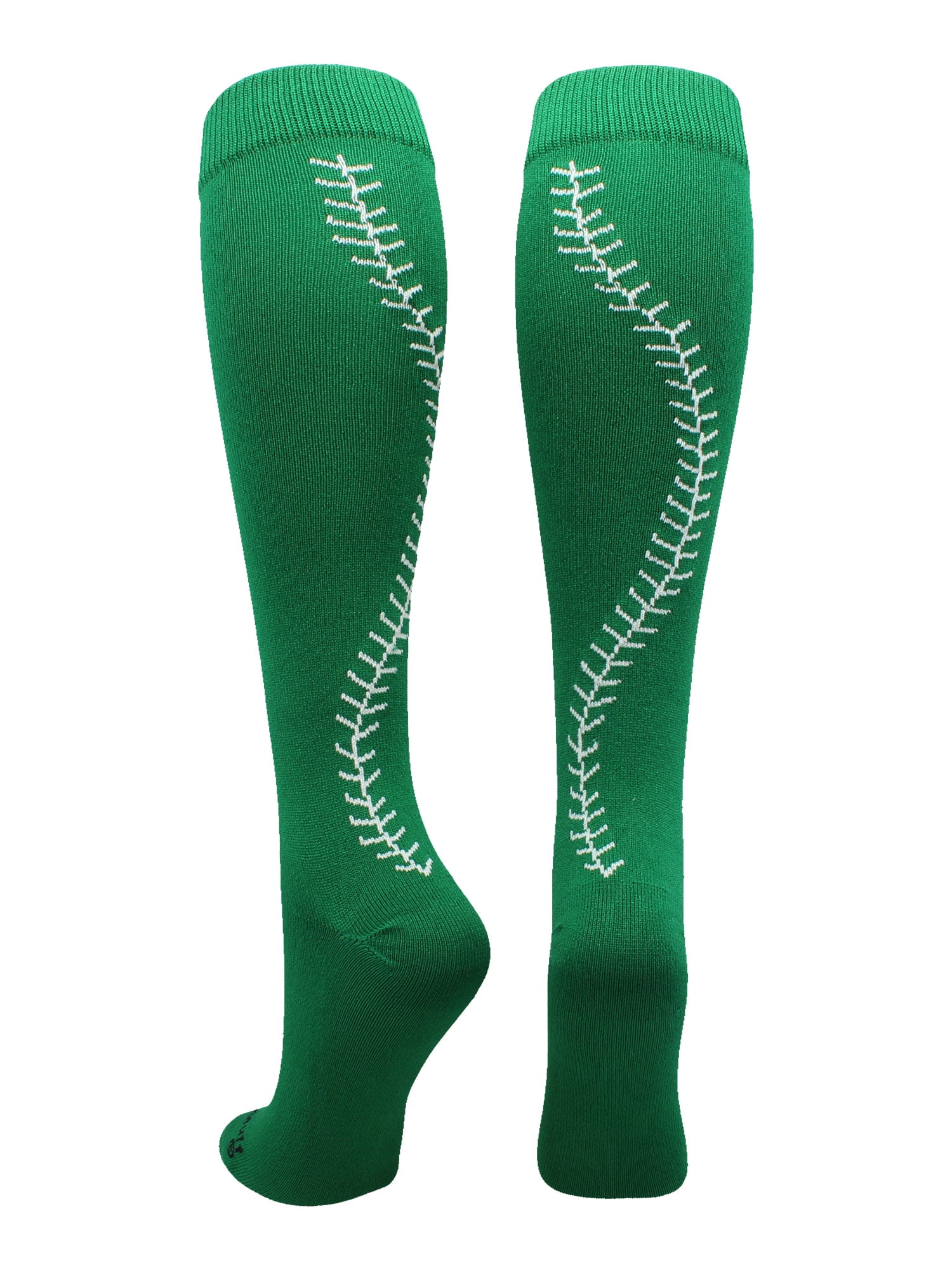 Softball Socks with Stitches Over the Calf (Kelly Green/White, Small