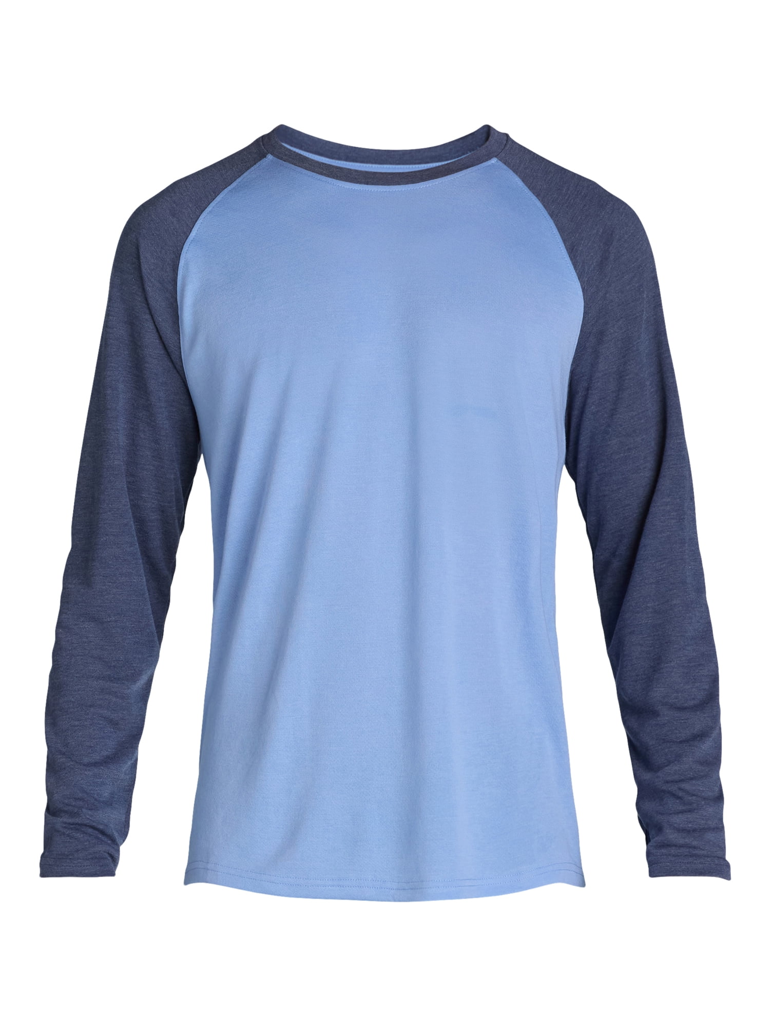 George Men's and Big Men’s Raglan Crewneck Tee with Long Sleeves, Sizes S-3XL