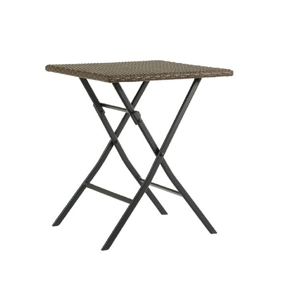 Naterial Mesa Plegable de Jardín de Acero y Ratán Sintetico, 60 cm x 60 cm