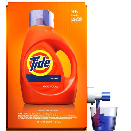Tide High Efficiency Liquid Laundry Detergent Eco-Box, Original Scent, 105 fl oz, 96 (Best Eco Friendly Detergent)
