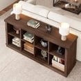 thumbnail image 4 of 8 Cube Bookshelf, Rustic Farmhouse Horizontal Bookcase, 2-Tier Wood Storage Organizer Cabinet, Long Freestanding Display Shelf for Living Room, Entryway, Office, 4 of 9