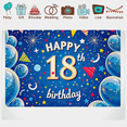 thumbnail image 5 of Blue Themed 18th Birthday Banner with Star Balloon and Firework Elements Backdrop Decor for Birthday Party Photography Props Decoration Happy Birthday Celebrations, 5 of 8