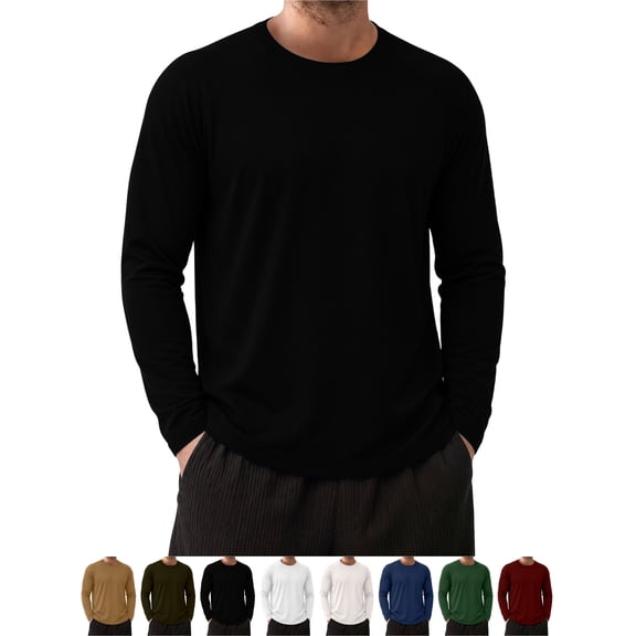 Nugftut Mens Thermal Shirts Long Sleeve Crewneck Lightweight Winter Warm Base Layer Pullover Shirts,S
