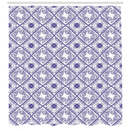 Decorative Shower Curtain Arts And Craft Theme Flower Pattern On