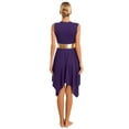 thumbnail image 2 of TSSOE Praise Dance Dress for Women Asymmetrical Color Block Tunic Liturgical Dancewear Worship Purple S, 2 of 7