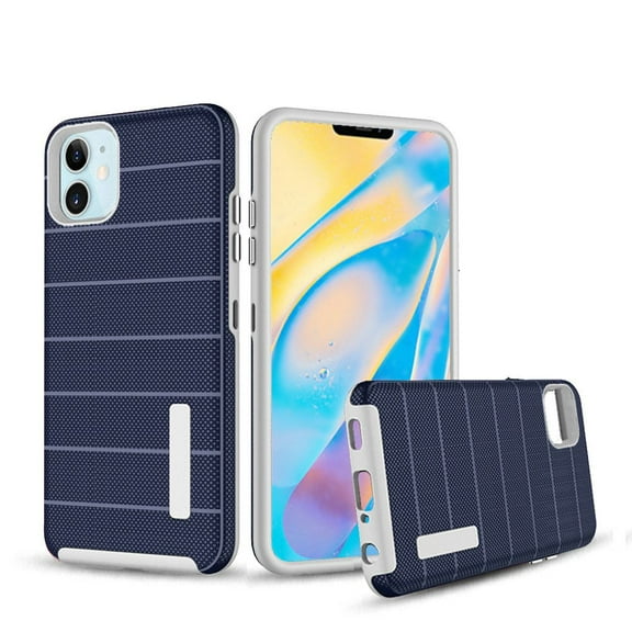 GSA Tuff Armor Stripes Hybrid Case for iPhone 12 Mini (5.4") Navy Blue/Gray
