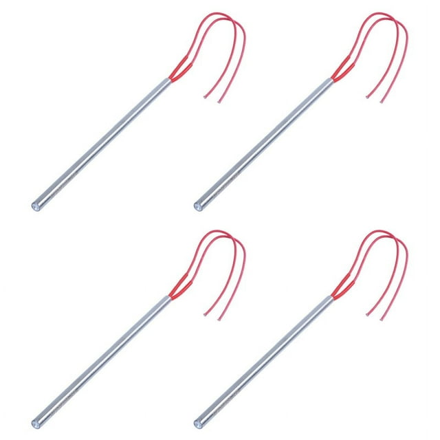 4 Pcs 10mm x 270mm Éléments Chauffants Simple Extrémité 220V 600W, 4 x Élément Chauffant, Argent & Rouge