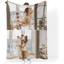 Personalized Blanket with Photo Text - Cozy Flannel Material Customized Picture Blanket, Birthday Gift for Wife, Mom, Dad, Kids, Pet, Friends