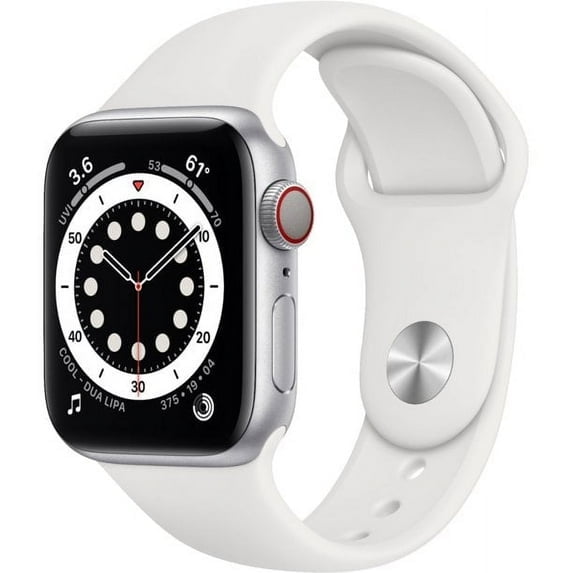 Pre-Owned Apple Watch Series 6 44MM Silver - Aluminum Case - GPS   Cellular - White Sport Band (Good)