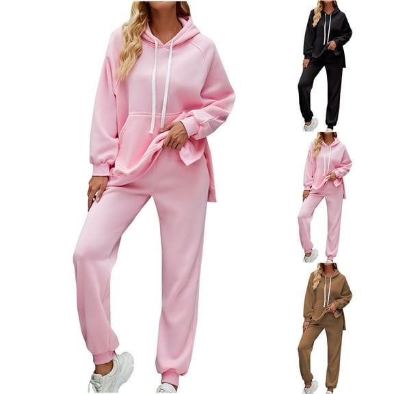 Itsame Pajamas 2pcs Sets for Womens Long Sleeved Sleepwearshirt and Pants Sleepwear Set Solid Color Round Neck Women Casual Home set Black Size S