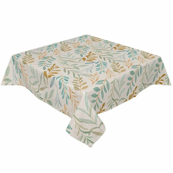 Orange Blue Green Fall Leaf Square/Round Tablecloths 52x52,Rustic Rural Botanical Plant Table Cloth Table Cover Indoor/Outdoor Tabletop Decor for Wedding Holiday Party Dinner Baby Shower