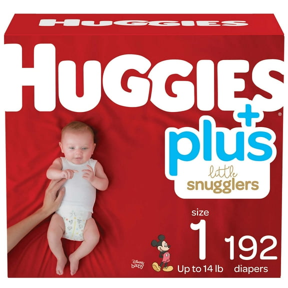 Huggies Plus Diapers Sizes 1 – One Color, (8-14 lb/5-8 kg)