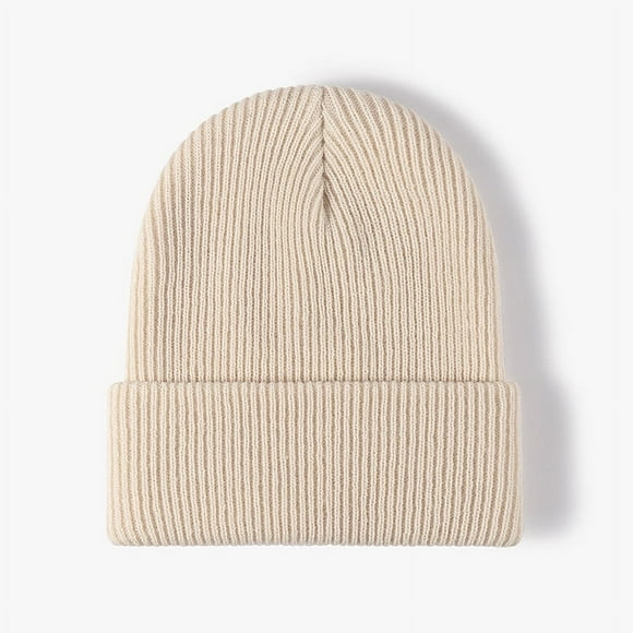 Rice yellow Wool hat autumn and winter outdoor men and women with light board jacquard cold hat fashion warm thick knitted hat