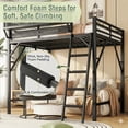 thumbnail image 4 of Mirightone Queen Loft Bed with Shelves & Ladder, Metal Loft Bed Frame with Safety Guardrail for Adults, Teens, Black, 4 of 10