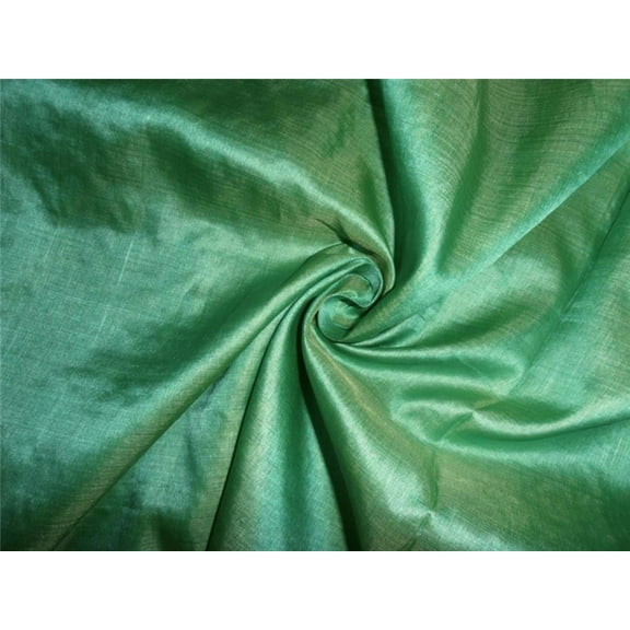 Tassar spun feel silk fabric green x yellow -handloom woven 44quot; wide [6342]
