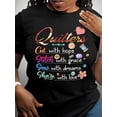 thumbnail image 1 of Camiseta con estampado de letras Quilters, manga corta, cuello redondo, informal, para verano y primavera, para mujer, para adultos, hombres, mujeres, adolescentes, jóvenes, deportiva, informal., 1 of 5