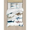 thumbnail image 3 of Ambesonne Sea Animal Collection Types of Sharks Whaler and Piked Dogfish Fox Maritime Design Duvet Cover Set, 3 of 3