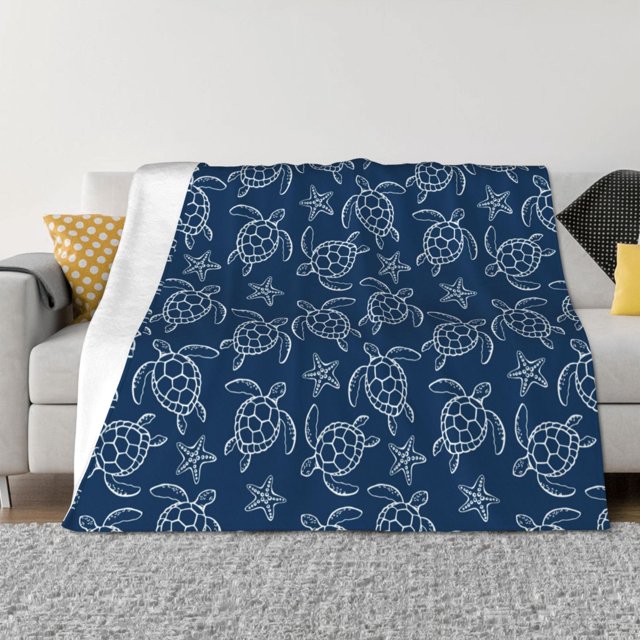 Fotbe Sea Turtle Manta de Franela con Estampado, Manta Ultrasuave para Cama, Sofá, Auto, Hipoalergénica y Antibolitas-50"x40"