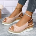thumbnail image 2 of Sandales Compensées Décontractées en Tissu Uni pour Femmes, Mode Été, 2 of 9