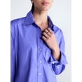 thumbnail image 5 of Free Assembly Women's and Women's Plus Button Front Cotton Shirt with Long Sleeves, Sizes XS-4X, 5 of 6